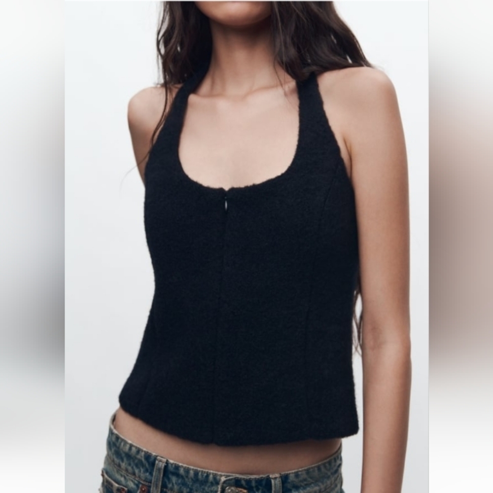 Zara Faux Fur Halter Top
